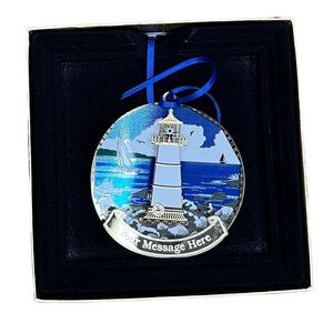 Vintage Chemart Christmas Ornament Rocky Lighthouse 24K Gold Finished Brass